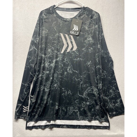 NWT GILLZ Men's Contender Series Long Sleeve Black Anthracite Fishing T-Shirt XL - Picture 1 of 4